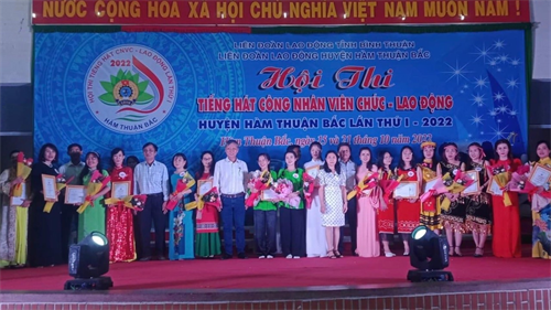 Liên đoàn Lao động huyện Hàm Thuận Bắc bế mạc Hội thi Tiếng hát CNVC-LĐ lần thứ I, năm 2022